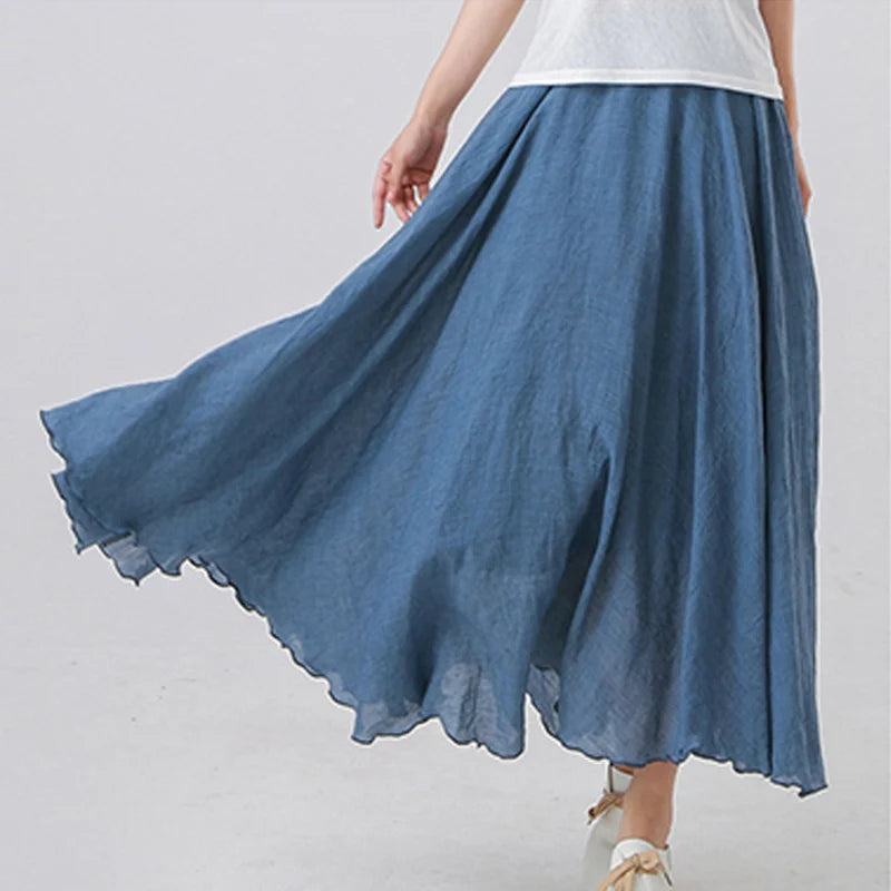 High Quality Cotton Linen Maxi Skirt - Hit Fash