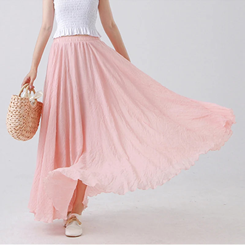 High Quality Cotton Linen Maxi Skirt - Hit Fash