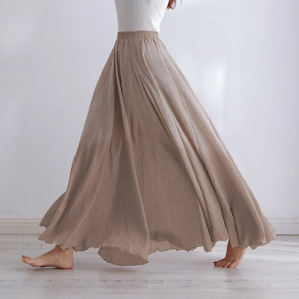 High Quality Cotton Linen Maxi Skirt - Hit Fash