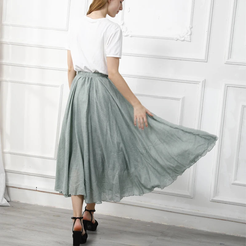 High Quality Cotton Linen Maxi Skirt - Hit Fash