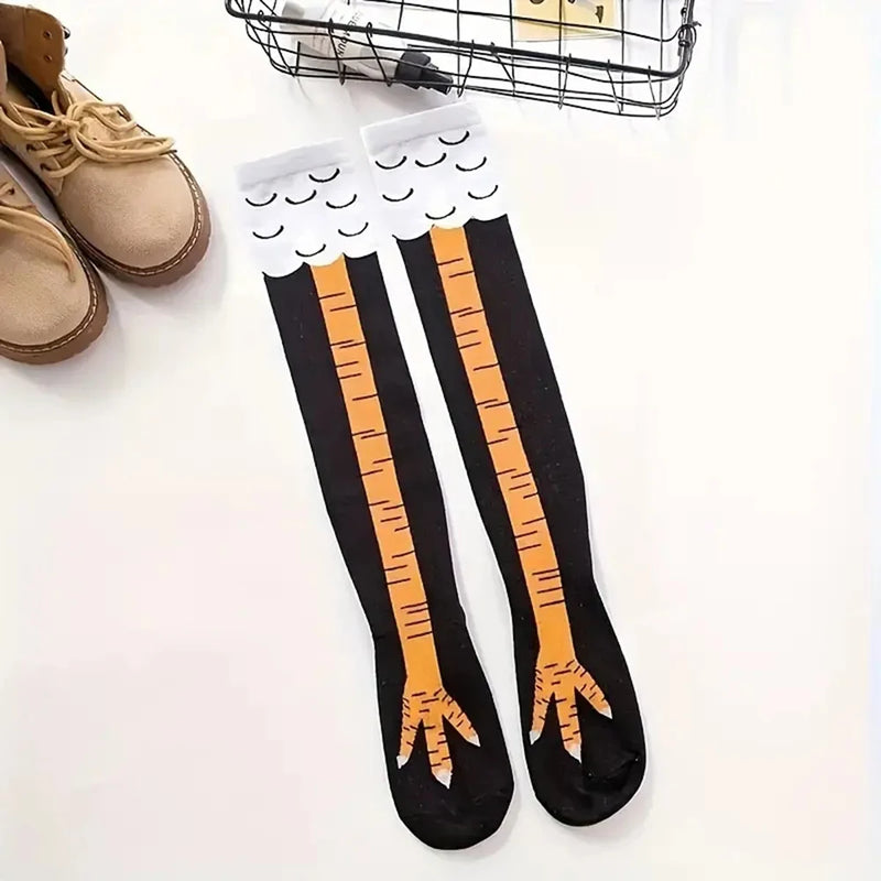 1 Pair Women Knee Length Chicken Leg Socks For Halloween Fun - Hit Fash