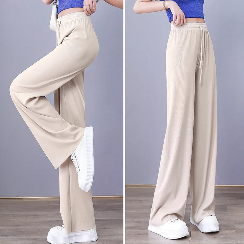 Women's New 2024 Spring And Summer Thin Ice Silk Wide-Leg Pant - Hit Fash