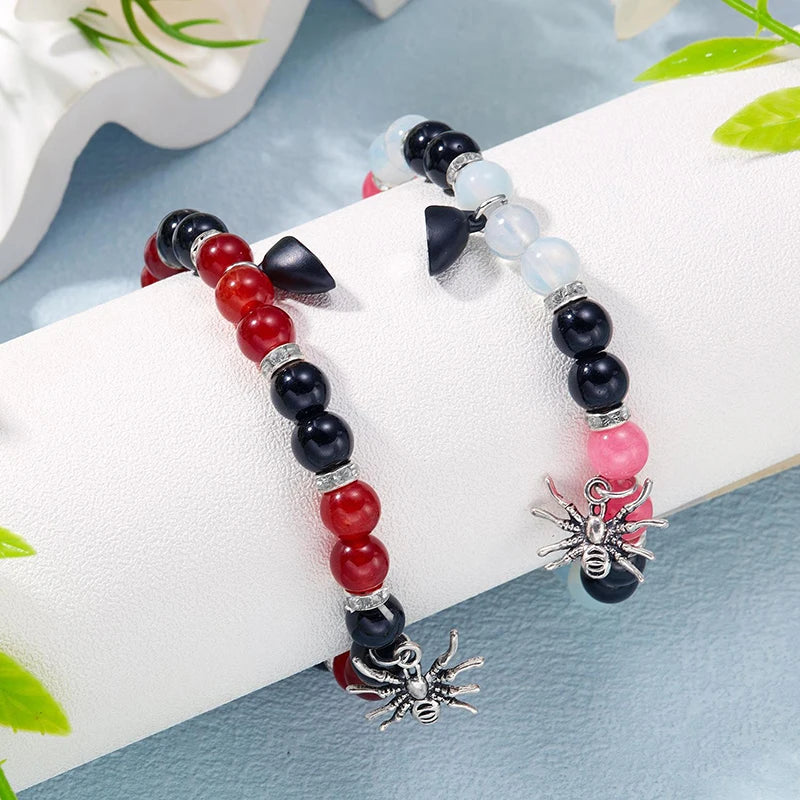 2 Pcs Halloween Spider Couple Bracelets For Women - Hit Fash