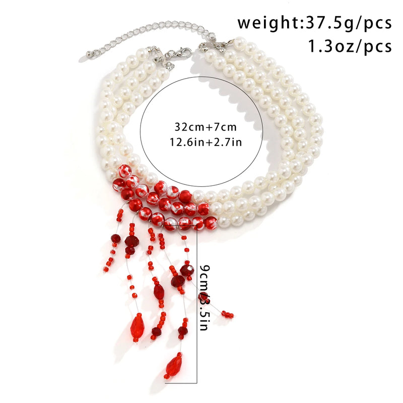 Multilayer Vintage Red Blood Pattern Halloween Jewelry - Hit Fash