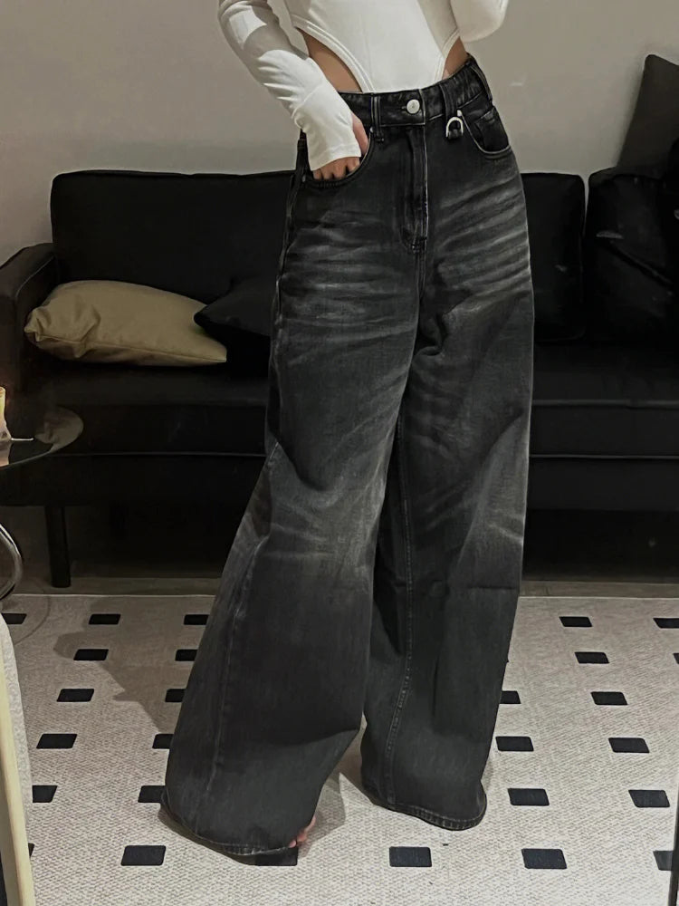 Vintage Black Wide Leg Jeans - Hit Fash