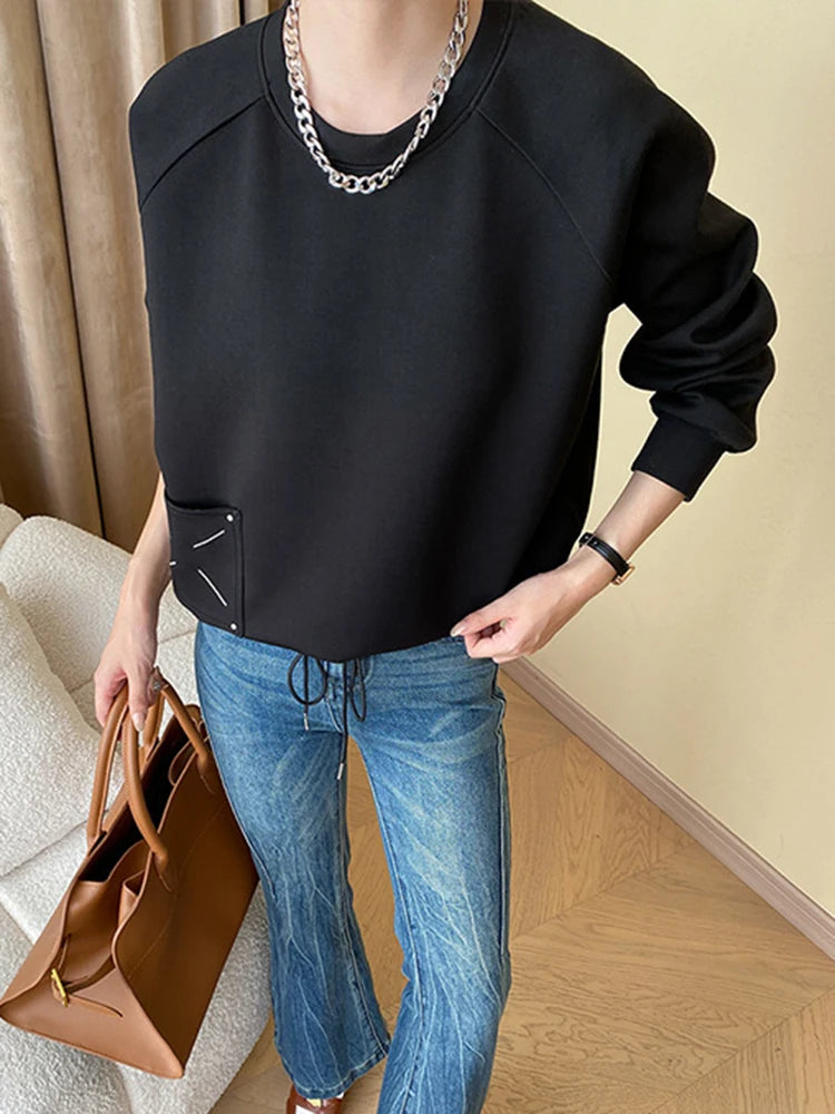 Embroidered Design Pullover Sweatshirt - Hit Fash