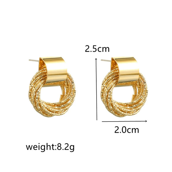 Retro Metal Gold Color Multiple Small Circle Stud Earrings for Women - Hit Fash