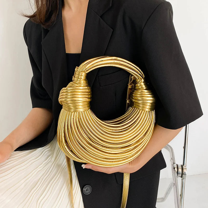 New Gold Luxury Designer Brand Handwoven Noodle Bags - Hit Fash