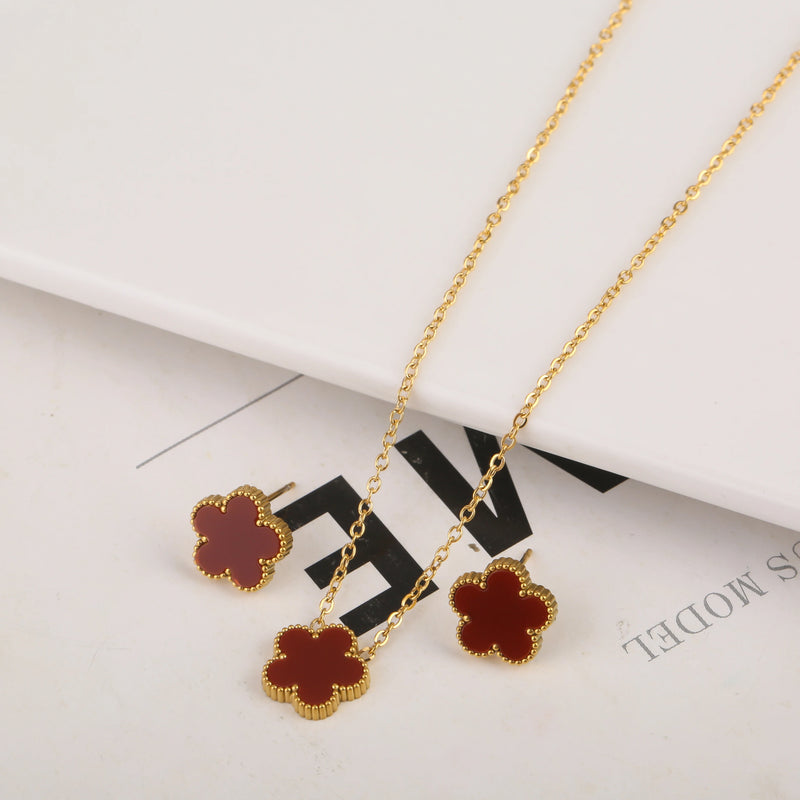 Adjustable New Design Gold Plated Stainless Steel Chain , red flower