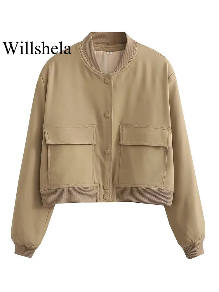 Women Fashion Solid Bomber Jackets - Hit Fash