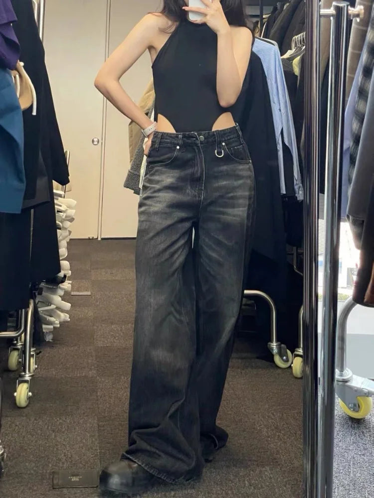 Vintage Black Wide Leg Jeans - Hit Fash