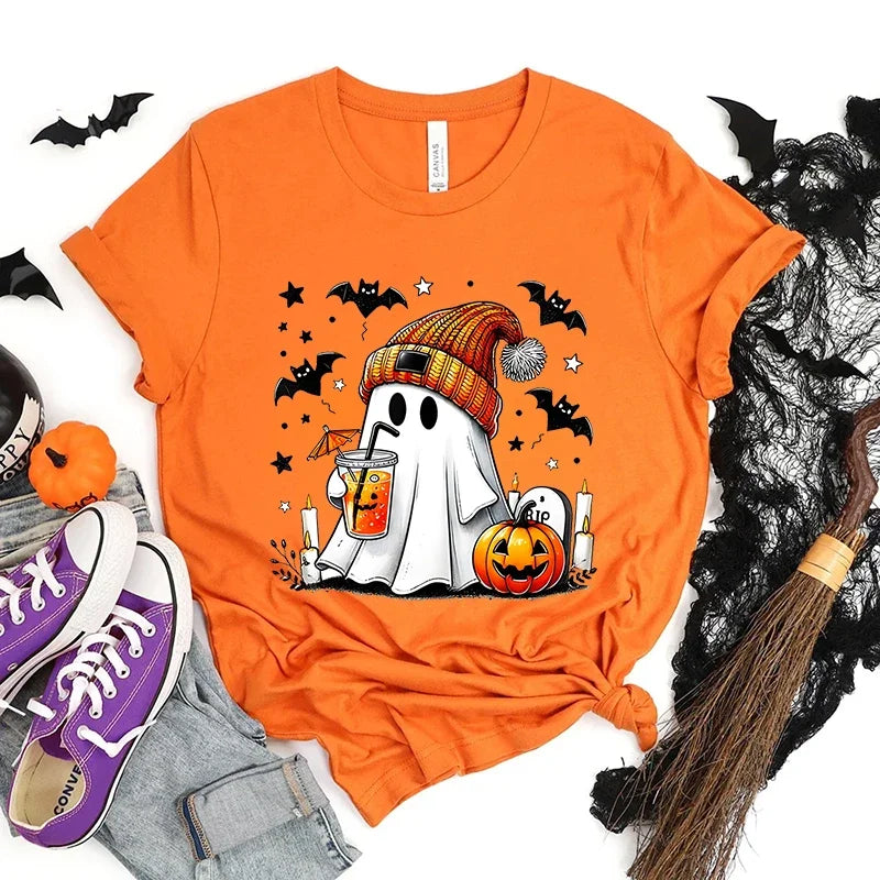 Spooky Season T-shirt Halloween Pumpkins Ghost T-shirts Halloween - Hit Fash