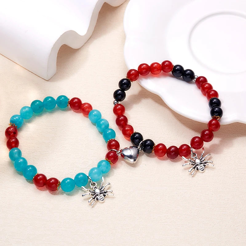 2 Pcs Halloween Spider Couple Bracelets For Women - Hit Fash