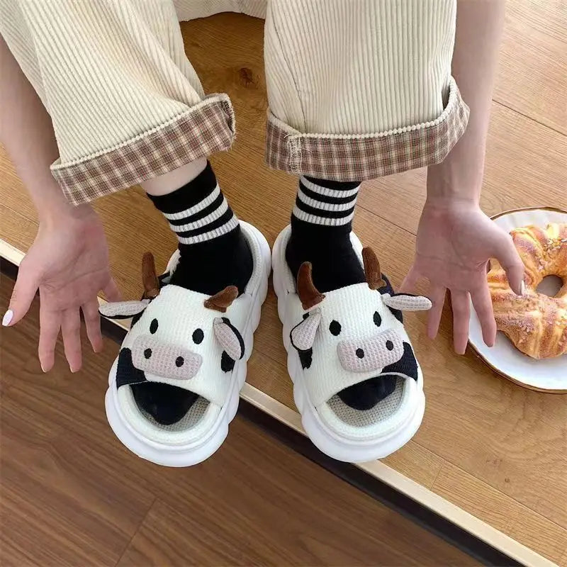 Women Slippers Soft Cotton Linen Sandals Cute Cartoon - Hit Fash