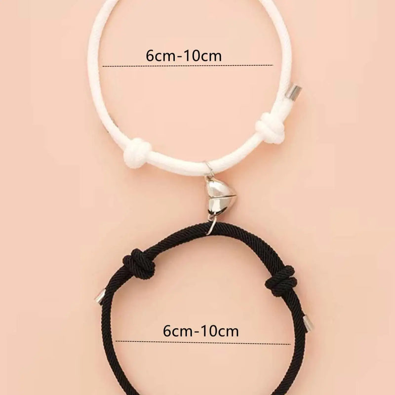 2 Piece Color Black White Hand Rope Love Magnetic Couple - Hit Fash