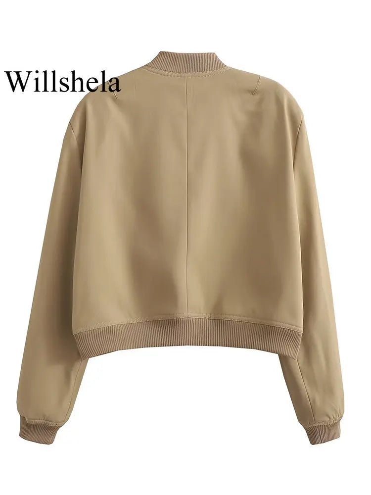 Women Fashion Solid Bomber Jackets - Hit Fash