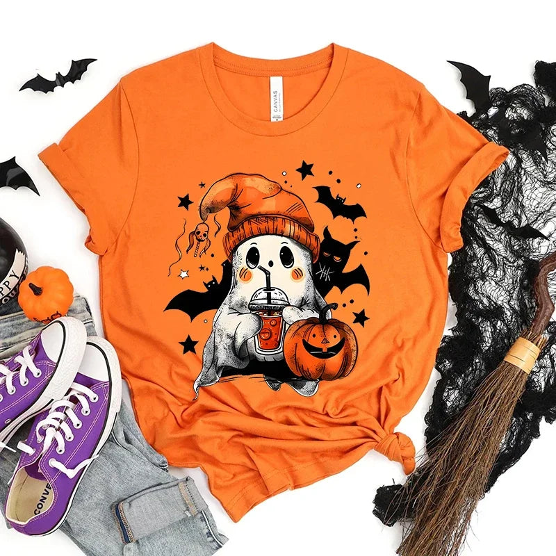 Spooky Season T-shirt Halloween Pumpkins Ghost T-shirts Halloween - Hit Fash