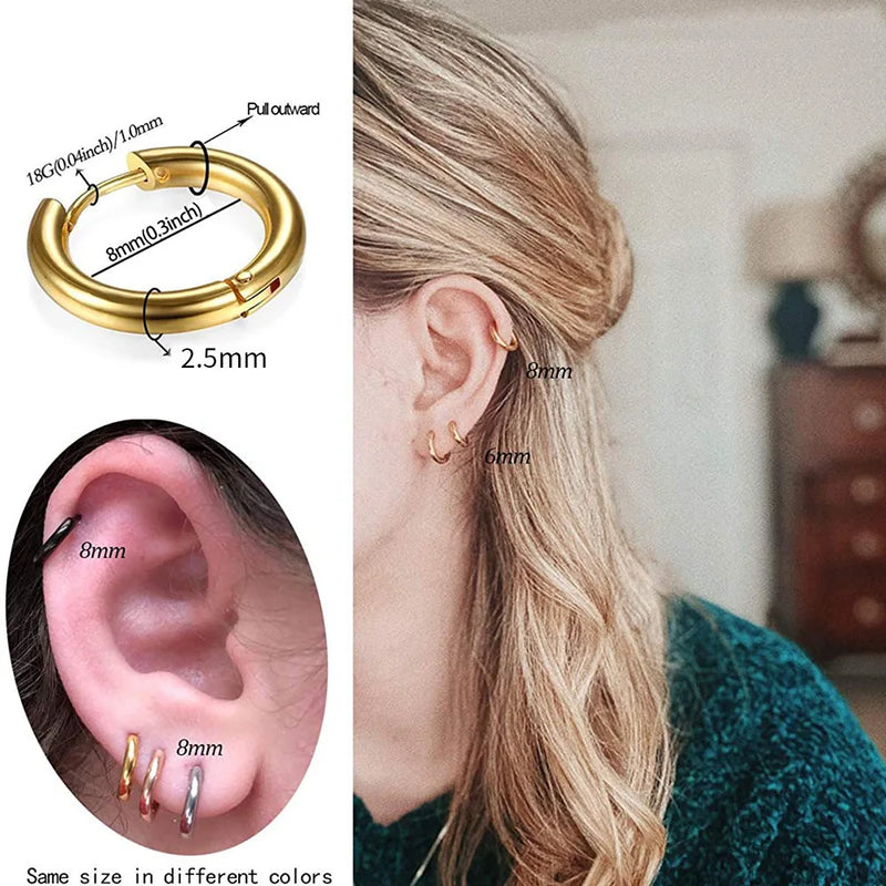 New Simple Stainless Steel Small Hoop Earrings for Women - Hit Fash