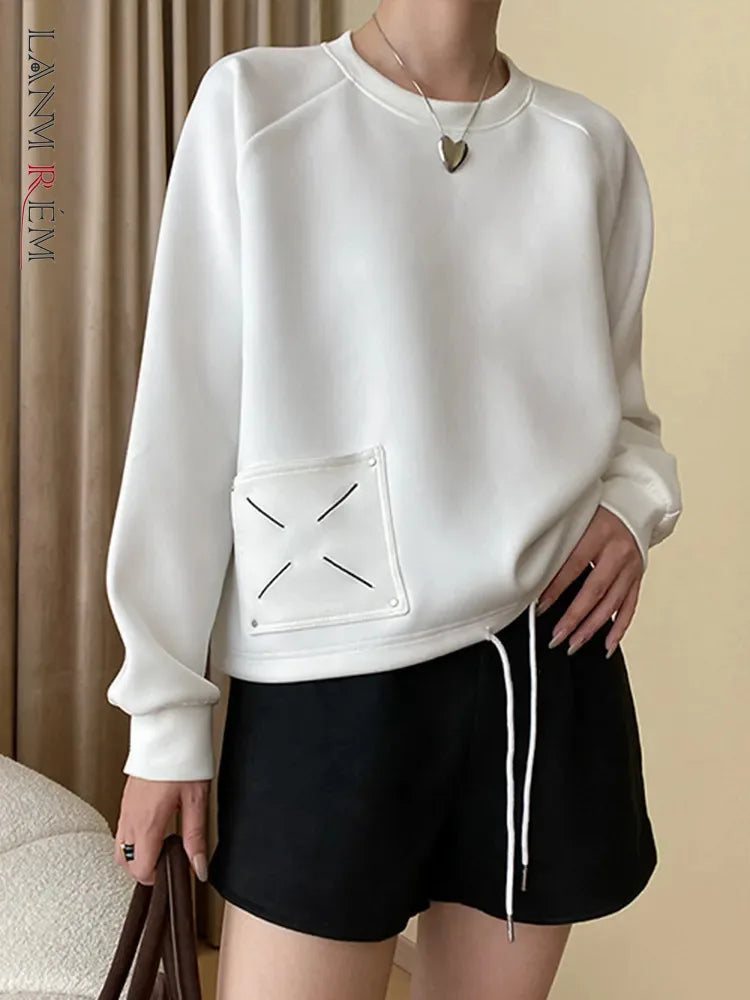 Embroidered Design Pullover Sweatshirt - Hit Fash