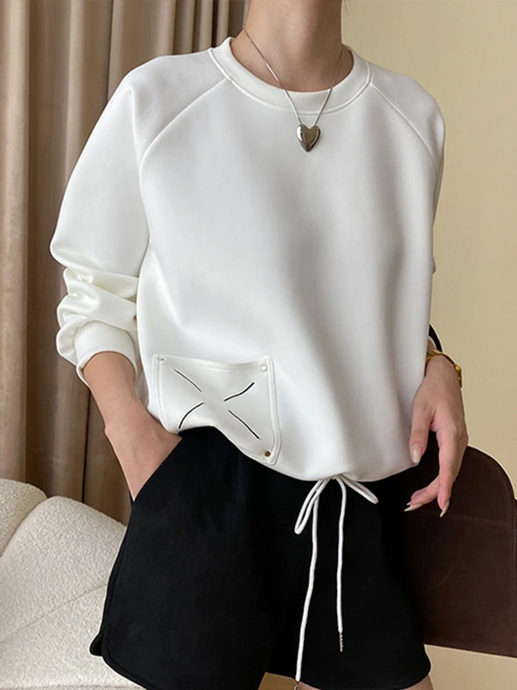 Embroidered Design Pullover Sweatshirt - Hit Fash