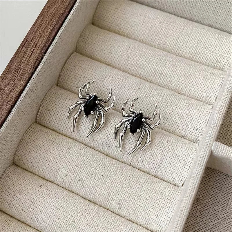 Halloween Gothic Retro Old Spider Zircon Earrings Women Fashion - Hit Fash