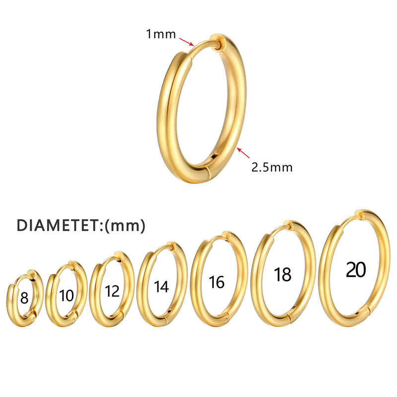 New Simple Stainless Steel Small Hoop Earrings for Women - Hit Fash