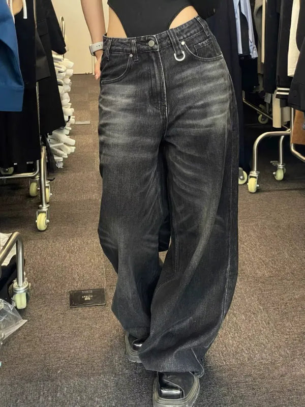 Vintage Black Wide Leg Jeans - Hit Fash