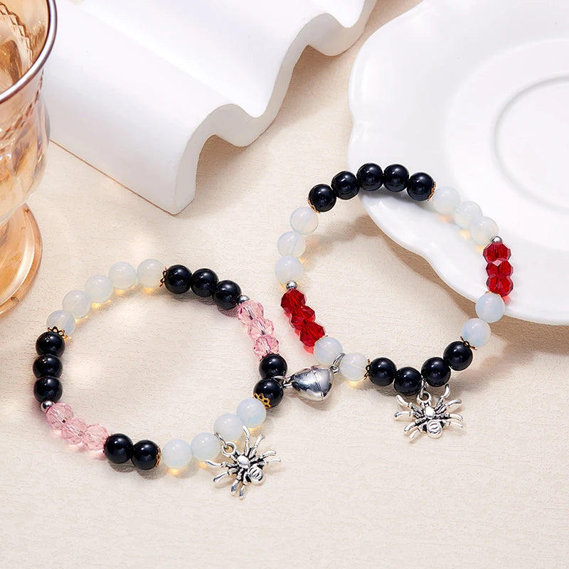 2 Pcs Halloween Spider Couple Bracelets For Women - Hit Fash