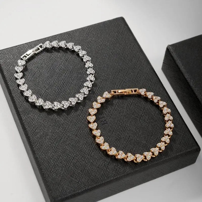 Luxury Roman Crystal Geometric Chain Bracelets For Women - Hit Fash