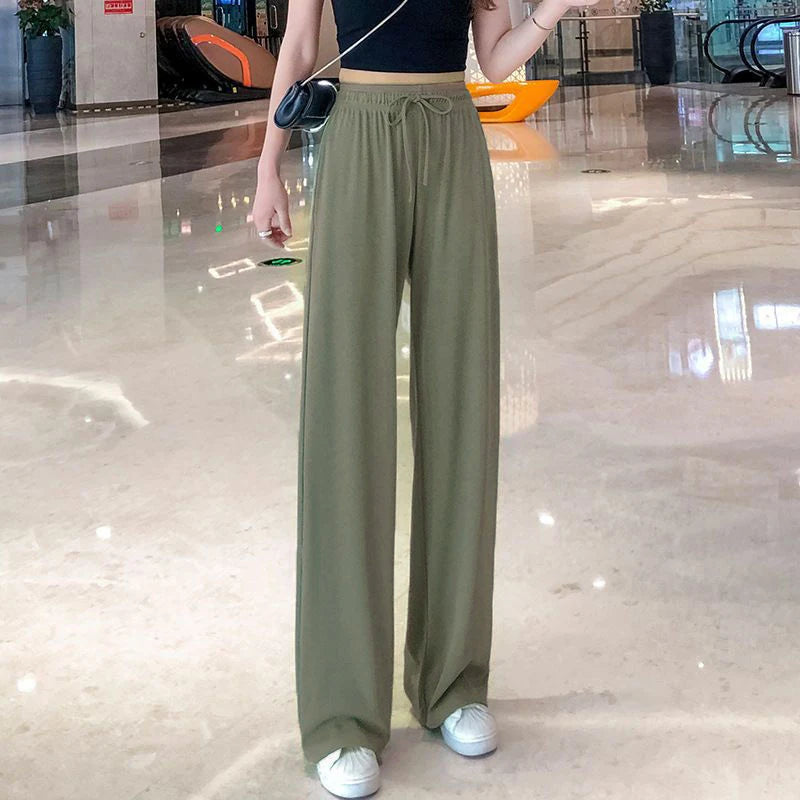 Women's New 2024 Spring And Summer Thin Ice Silk Wide-Leg Pant - Hit Fash