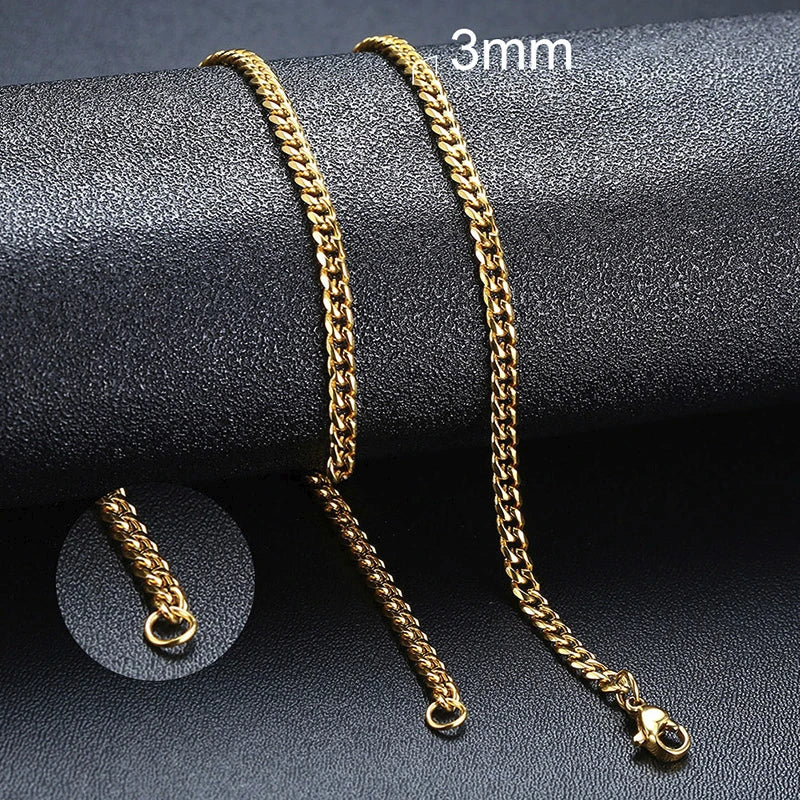 Cuban Chain Necklace for Women , gold 4