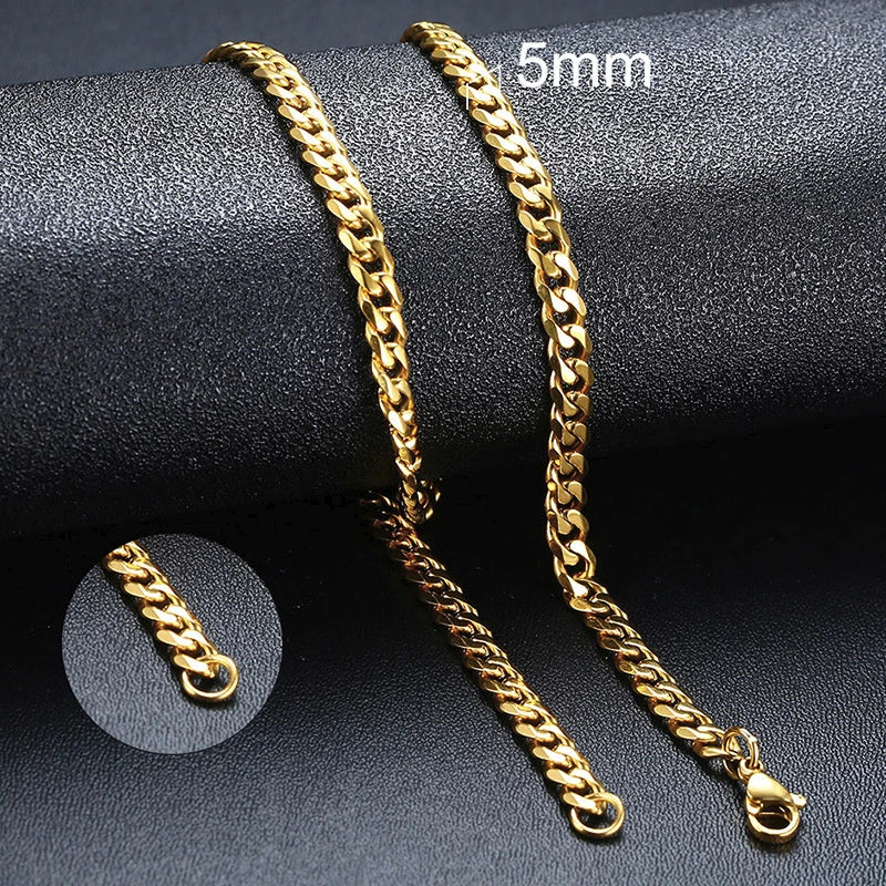 Cuban Chain Necklace for Women , gold