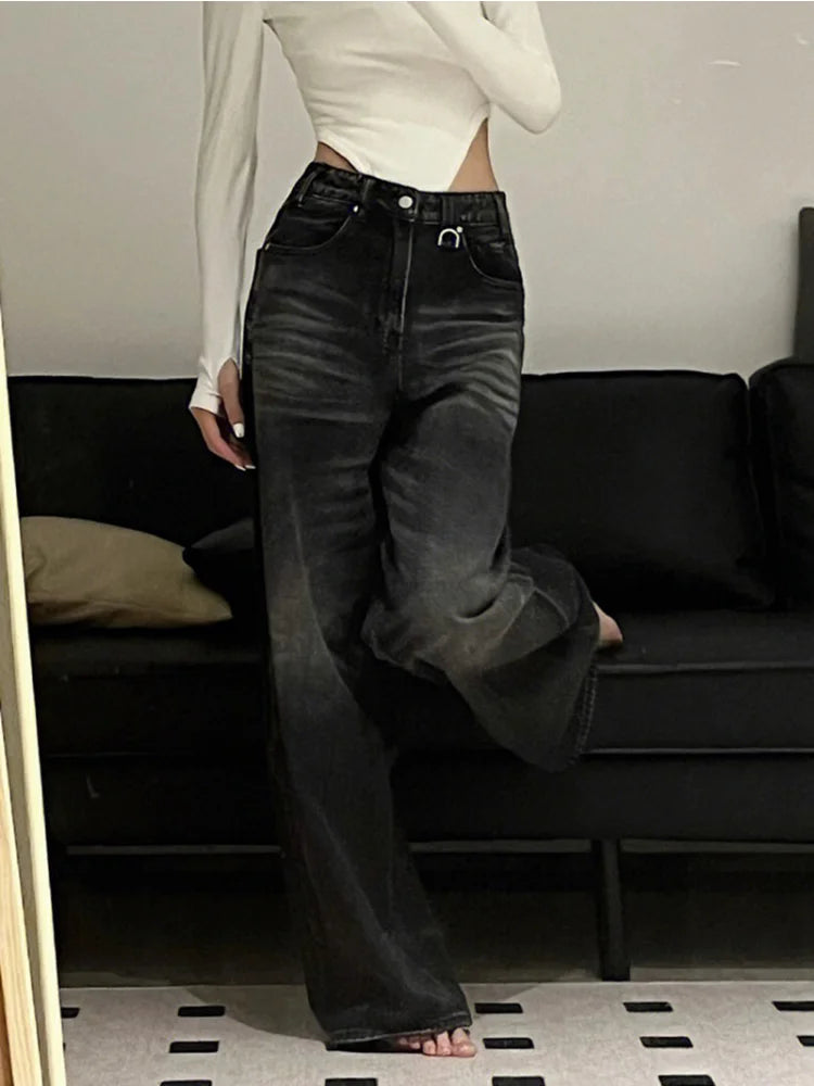 Vintage Black Wide Leg Jeans - Hit Fash