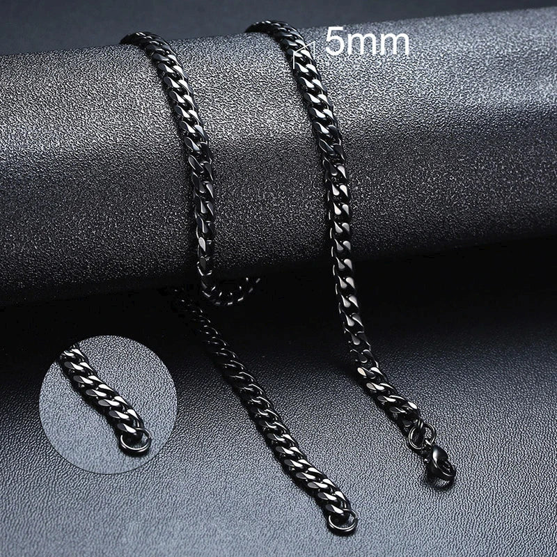 Cuban Chain Necklace for Women, black 2