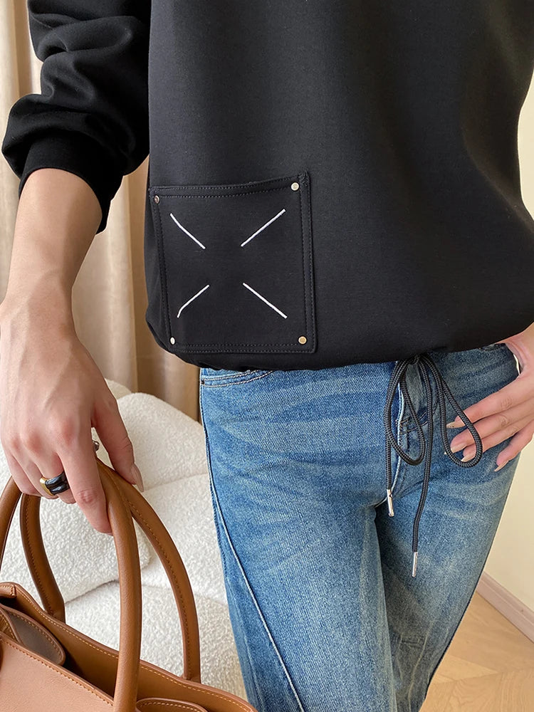 Embroidered Design Pullover Sweatshirt - Hit Fash