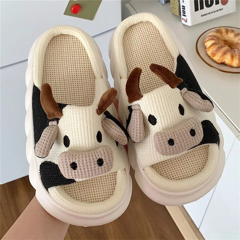 Women Slippers Soft Cotton Linen Sandals Cute Cartoon - Hit Fash