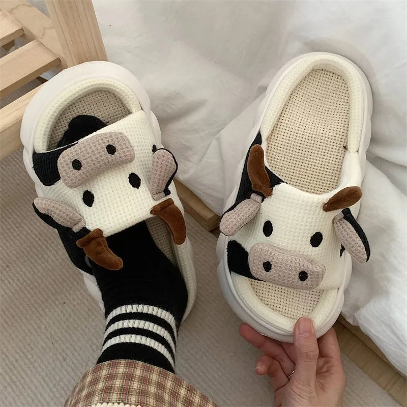 Women Slippers Soft Cotton Linen Sandals Cute Cartoon - Hit Fash