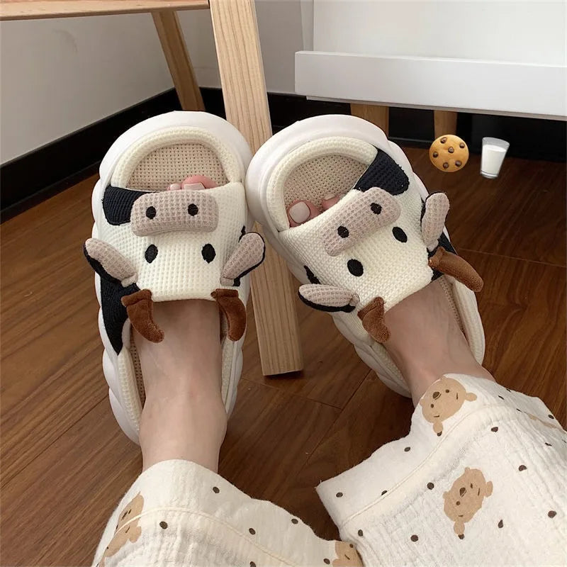 Women Slippers Soft Cotton Linen Sandals Cute Cartoon - Hit Fash