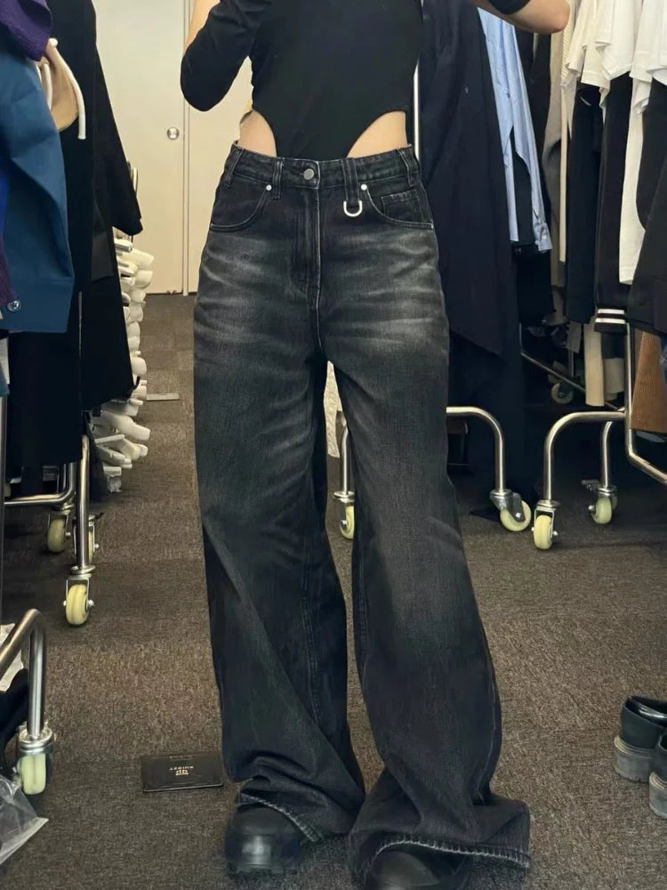 Vintage Black Wide Leg Jeans - Hit Fash