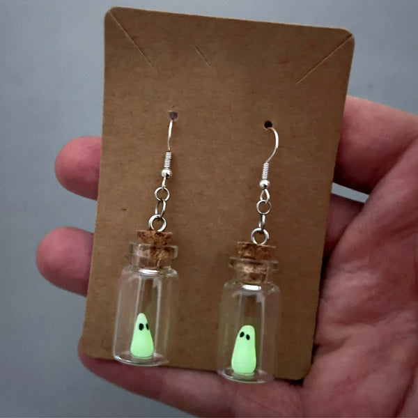 Glow in the Dark Ghost Dangle Earrings Luminous Halloween Jewelry for Women and Girl - Hit Fash