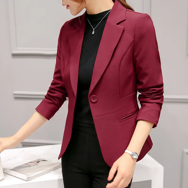 Stylish Black Women Blazer , dark red 2