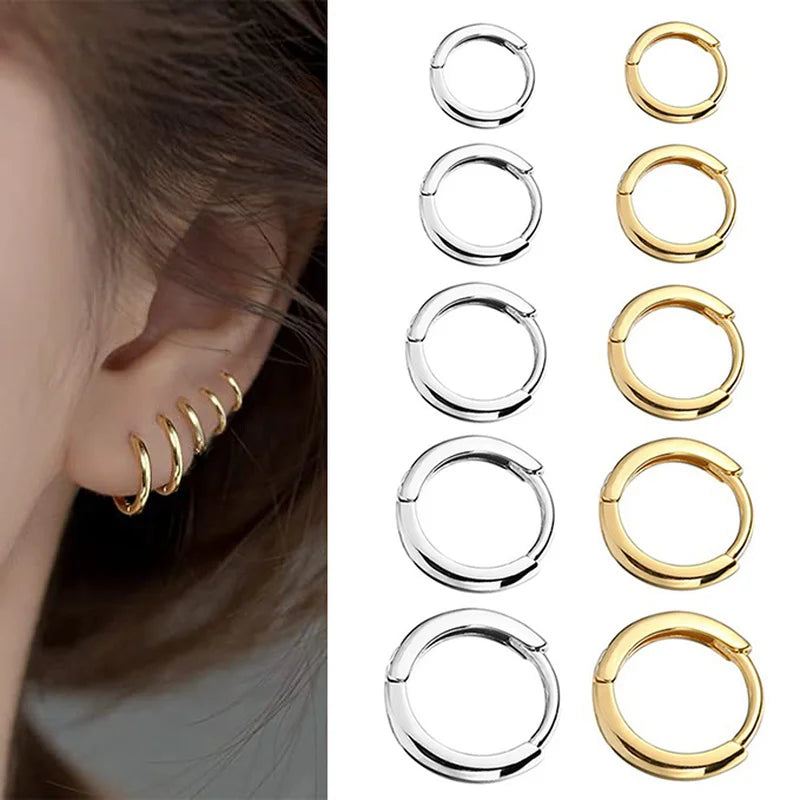 New Simple Stainless Steel Small Hoop Earrings for Women - Hit Fash