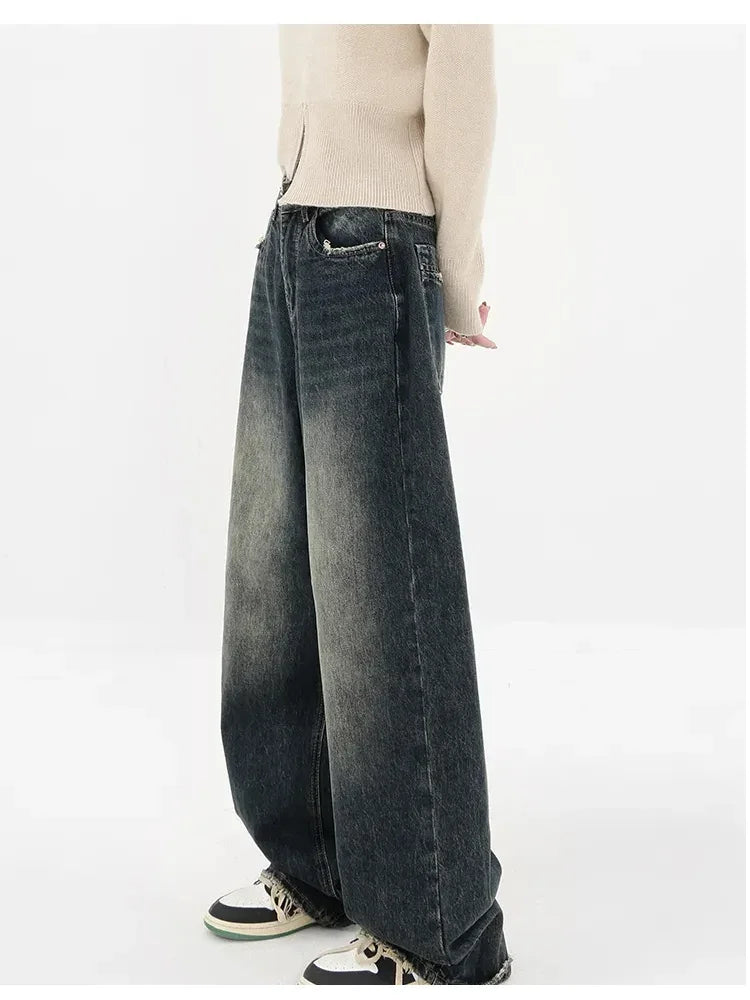 Streetwear Retro High Waist Jeans - Hit Fash