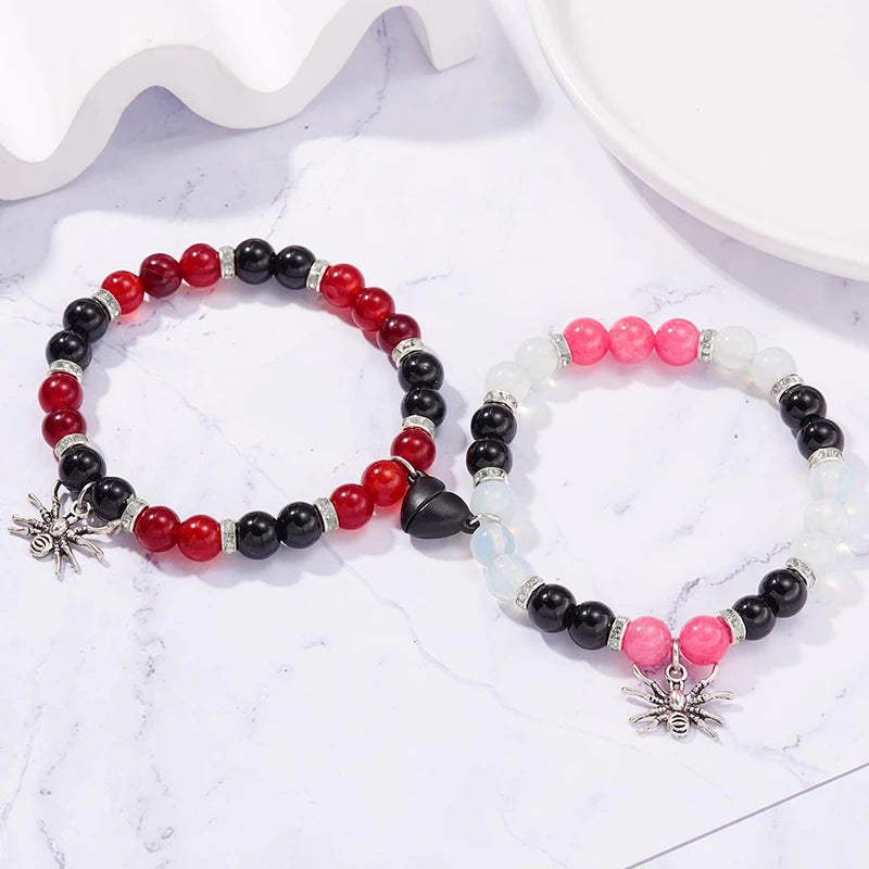 2 Pcs Halloween Spider Couple Bracelets For Women - Hit Fash