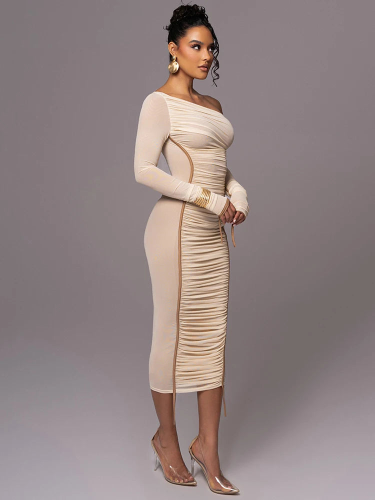 Long Sleeve Midi Dress - Hit Fash